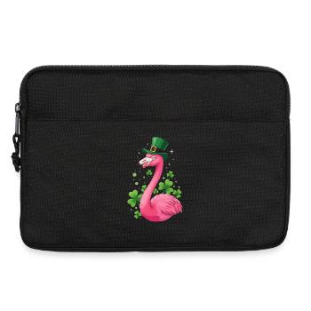 Flamingo mit Shamrock-Hut - Laptoptasche 13" - Schwarz - Vorne