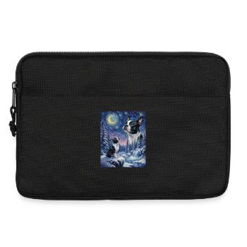 Hurler au mème de la lune Boston Terrier - Sacoche pour ordinateur portable 13 pouces - noir - Devant