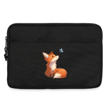 Renard avec papillon - Sacoche pour ordinateur portable 13 pouces - noir - Devant
