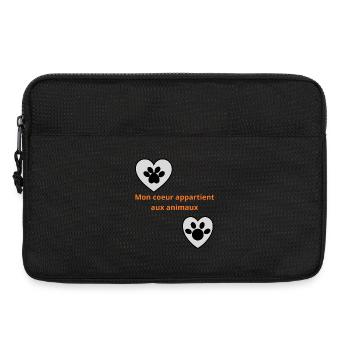 Mon_coeur_appartient_aux_animaux - Sacoche pour ordinateur portable 13 pouces - noir - Devant