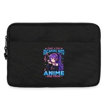 Anime et musique Chibi - Sacoche pour ordinateur portable 13 pouces - noir - Devant