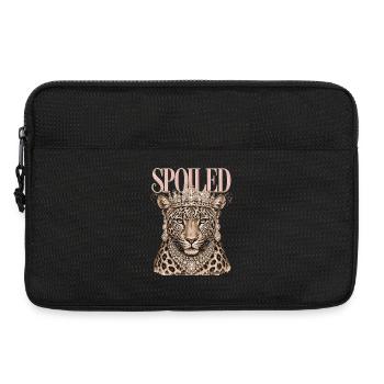 Léopard Gâté Couronne Diamants | Design Reine - Sacoche pour ordinateur portable 13 pouces - noir - Devant