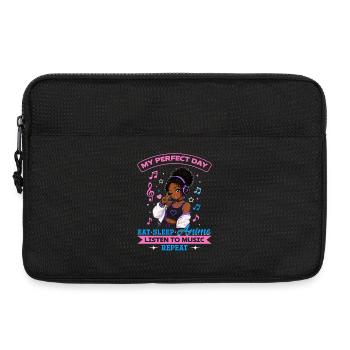 Anime and Music Chibi Black Girl - Laptop bag 13" - black - Front