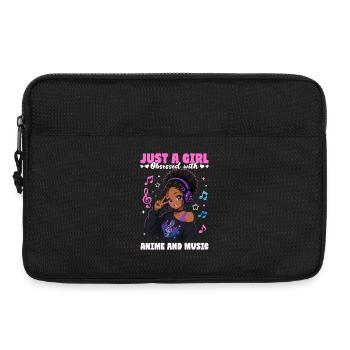 Anime and Music Chibi Black Girl - Laptop bag 13" - black - Front