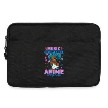 Anime and Music Chibi Black Girl - Laptop bag 13" - black - Front