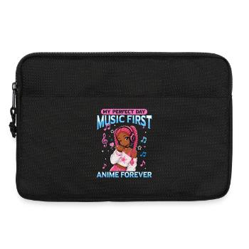 Anime and Music Chibi Black Girl - Laptop bag 13" - black - Front