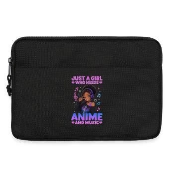 Anime and Music Chibi Black Girl - Laptop bag 13" - black - Front