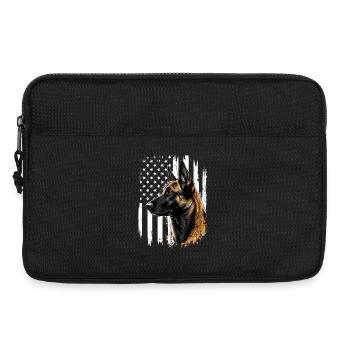 Chien malinois belge au drapeau patriotique américain - Sacoche pour ordinateur portable 13 pouces - noir - Devant