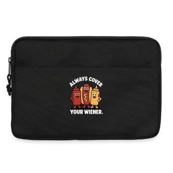 Always cover the Viennese! Funny hot dog - Laptop bag 13" - black - Front