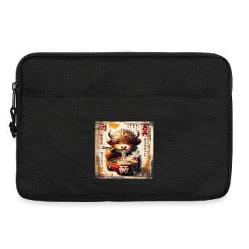 Highland Cow Ramen Vintage Poster Style - Laptoptasche 13" - Schwarz - Vorne