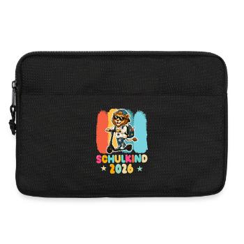 Einschulung Schulkind 2026 Junge Mädchen Löwe - Laptoptasche 13" - Schwarz - Vorne