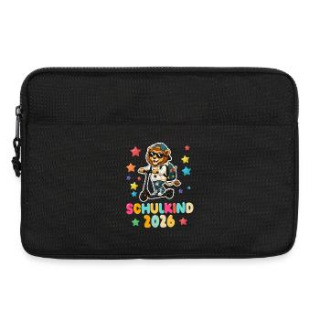 Einschulung Schulkind 2026 Junge Mädchen Löwe - Laptoptasche 13" - Schwarz - Vorne