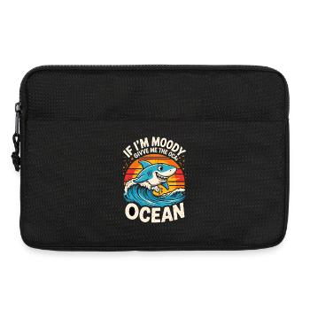 IF IM MOODY GIVVE ME THE OCEAN Funny Shark Ocean - Laptop bag 13" - black - Front