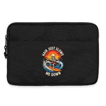 Hair Just Slows Me Down Skeleton Surfer Bald - Laptop bag 13" - black - Front
