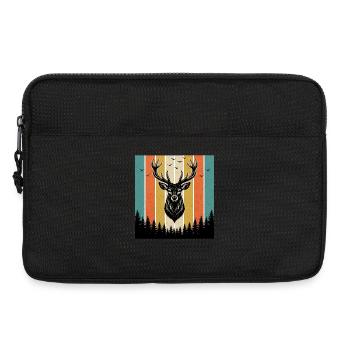 Deer head in the forest with birds and trees nature - Laptop bag 13" - black - Front