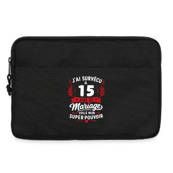 Survivre 15 ans de mariage : super pouvoir - Sacoche pour ordinateur portable 13 pouces - noir - Devant
