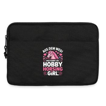 Hobby Horsing Girl Steckenpferd Pony Reiten Pferde - Laptoptasche 13" - Schwarz - Vorne