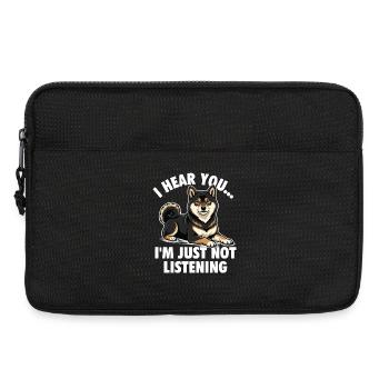 Je t’entends ne pas écouter, Shiba Inu - Sacoche pour ordinateur portable 13 pouces - noir - Devant