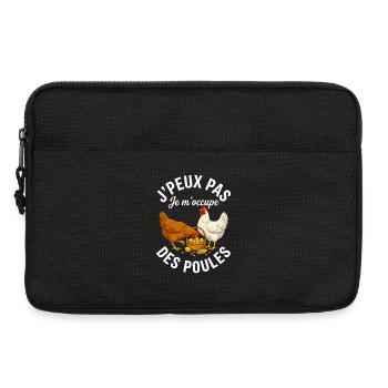 J'peux pas je m'occupe des poules humour - Sacoche pour ordinateur portable 13 pouces - noir - Devant