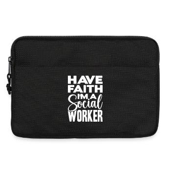 Citation d’assistante sociale : Ayez foi Je suis travailleur social - Sacoche pour ordinateur portable 13 pouces - noir - Devant