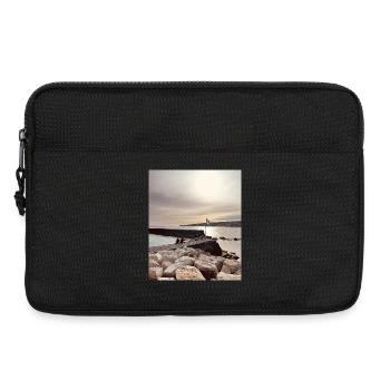 Coucher de soleil sur la jetée et les rochers - Sacoche pour ordinateur portable 13 pouces - noir - Devant