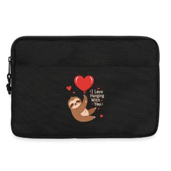 Motif de Singe câlin en Ballon Cœur - Sacoche pour ordinateur portable 13 pouces - noir - Devant