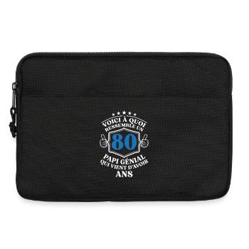 Papi Génial 80 Ans Cadeau Anniversaire Humour - Sacoche pour ordinateur portable 13 pouces - noir - Devant
