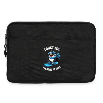 Penguin sur le discours des sports d’hiver sur le snowboard - Sacoche pour ordinateur portable 13 pouces - noir - Devant