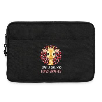 Girl Loves Giraffes Heart Illustration - Laptop bag 13" - black - Front