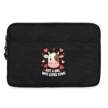 Cow love: A girl loves cows - Laptop bag 13" - black - Front