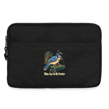 Geai bleu à ma mangeoire, ornithologue dans le jardin - Sacoche pour ordinateur portable 13 pouces - noir - Devant