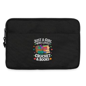 crochet_and_books girl loves crochet and books - Laptop bag 13" - black - Front
