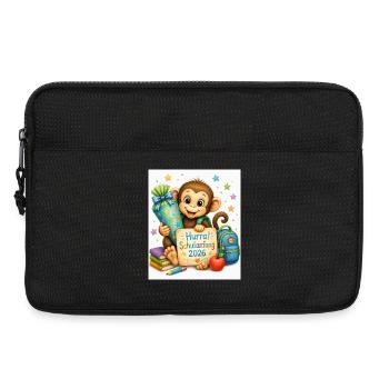 Schulanfang Affe 2026 Geschenk - Laptoptasche 13" - Schwarz - Vorne