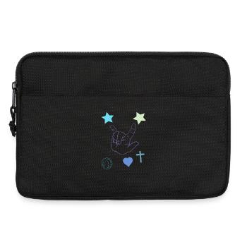 Rockhand mit Sternen und Herz - Laptoptasche 13" - Schwarz - Vorne