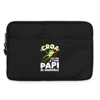Croa Veut Dire Je T'aime Papi Grenouille - Sacoche pour ordinateur portable 13 pouces - noir - Devant