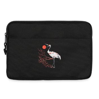 Geometrischer Reiher mit Kirschblüten - Laptoptasche 13" - Schwarz - Vorne