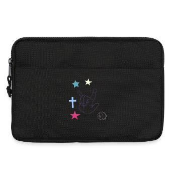 Hand signal with cross, stars and moon - Laptop bag 13" - black - Front