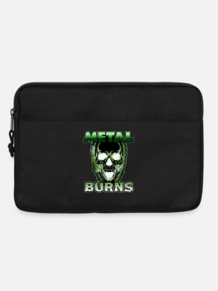 Toxic Green Skull Metal Burns - Laptop bag 13" - black