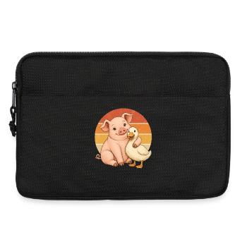 Schwein und Ente - Laptoptasche 13" - Schwarz - Vorne