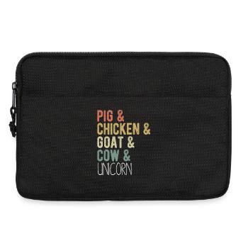Schwein, Huhn, Ziegen, Kuh, Einhorn, Snillfarm - Laptoptasche 13" - Schwarz - Vorne