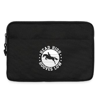 Cavalier de cheval de loisir, tête haute, sabots bas, bas - Sacoche pour ordinateur portable 13 pouces - noir - Devant