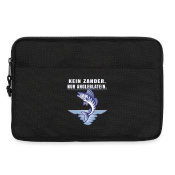 Kein Zander nur Anglerlatein – Angler Spruch - Laptoptasche 13" - Schwarz - Vorne