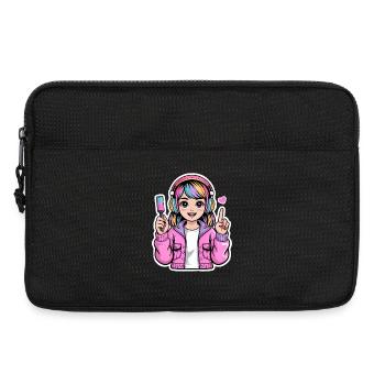 Kawaii Girl mit Kopfhörer - Laptoptasche 13" - Schwarz - Vorne