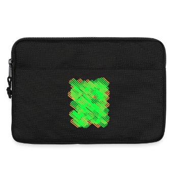 Neon Grün-Orangene Strichmuster - Laptoptasche 13" - Schwarz - Vorne