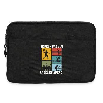 Je Peux Pas J'ai Padel et Apéro Humour - Sacoche pour ordinateur portable 13 pouces - noir - Devant