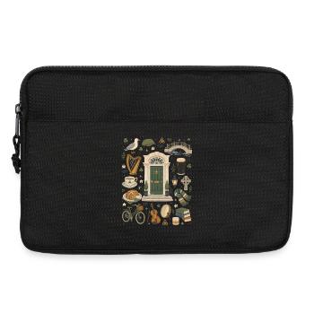 Dublin | Harfe, Küste & Kleeblatt - Laptoptasche 13" - Schwarz - Vorne