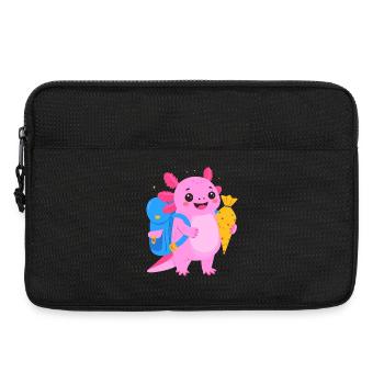 Axolotl zur Einschulung – Schulanfang Schultüte - Laptoptasche 13" - Schwarz - Vorne