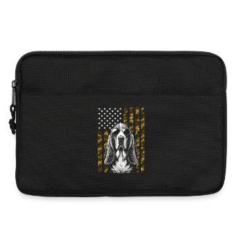 Basset Hound Dog US Flag Camo - Laptop bag 13" - black - Front