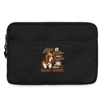 Coffee And Basset Hounds – Hundemama Kaffeeliebhaber - Laptoptasche 13" - Schwarz - Vorne
