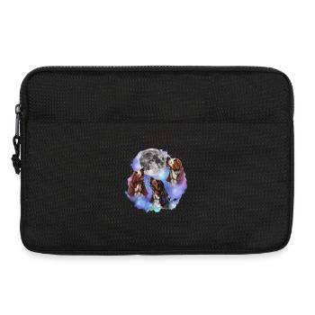 3 Basset Hounds Howling At Moon - Dog Mom Dad - Laptop bag 13" - black - Front